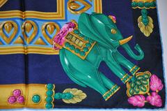 Cartier Multi-Color Multi-Elephants Silk Jacquard "Must be Cartier" Scarf