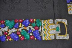 Cartier Charcoal with Multi-Color "Multi-Jewels" Silk Crepe di Chine Scarf