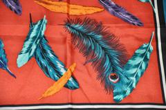 Multi-Color Silk Crepe di Chine "Multi Feathers" Scarf