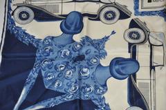 Mercedes Benz Navy & Cream "Ladies and Cars" Silk Scarf