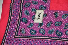 Yves Saint Laurent Multi Fuchsia, Purple, Black & Cream Crepe di Chine Scarf
