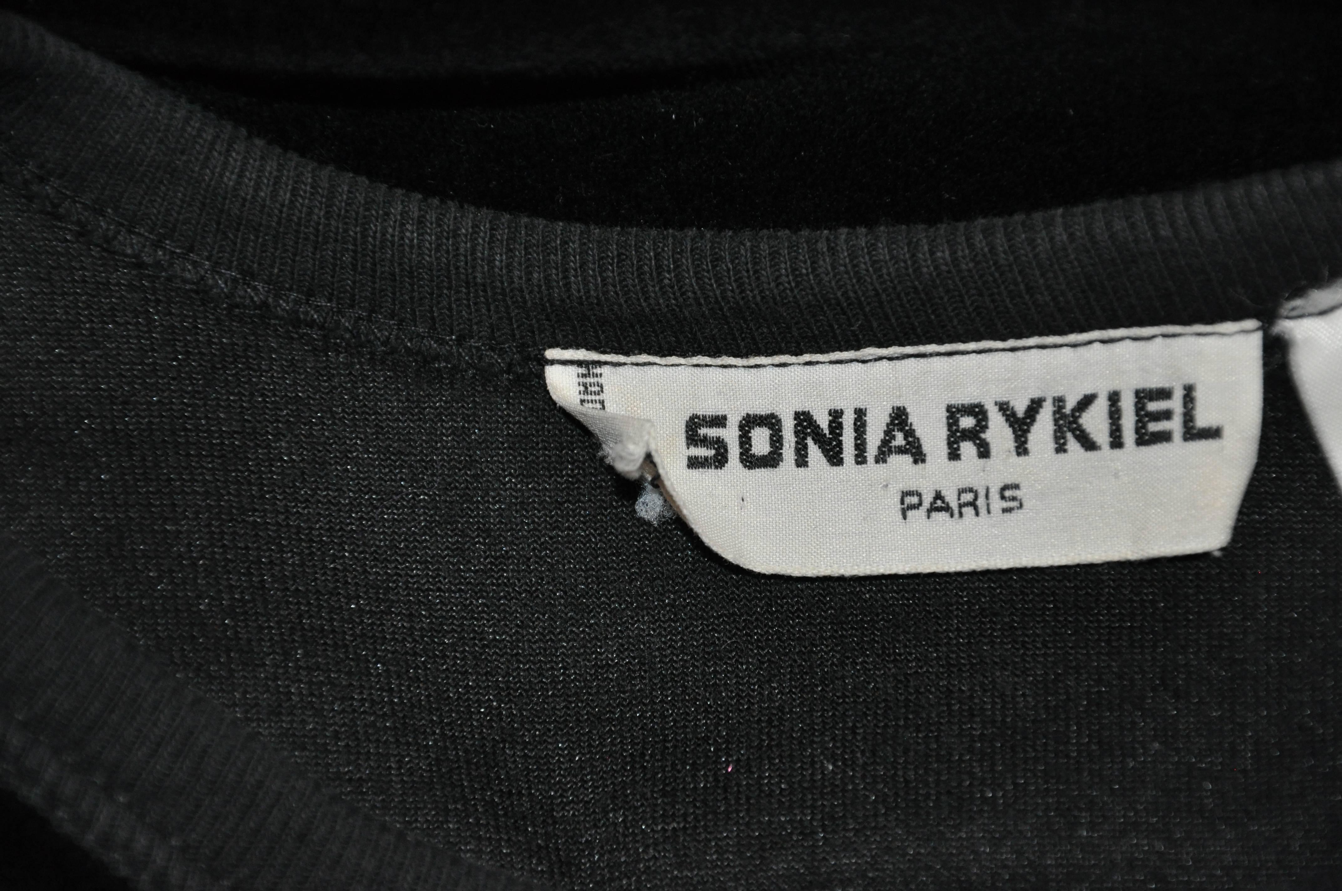 Sonis Rykiel Black Cotton Cropped Pullover Top In Good Condition In New York, NY