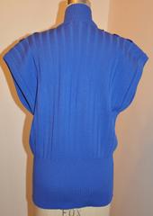 Escada by Margaretha Ley Majestic Blue Sequined Ribbed Pullover Top