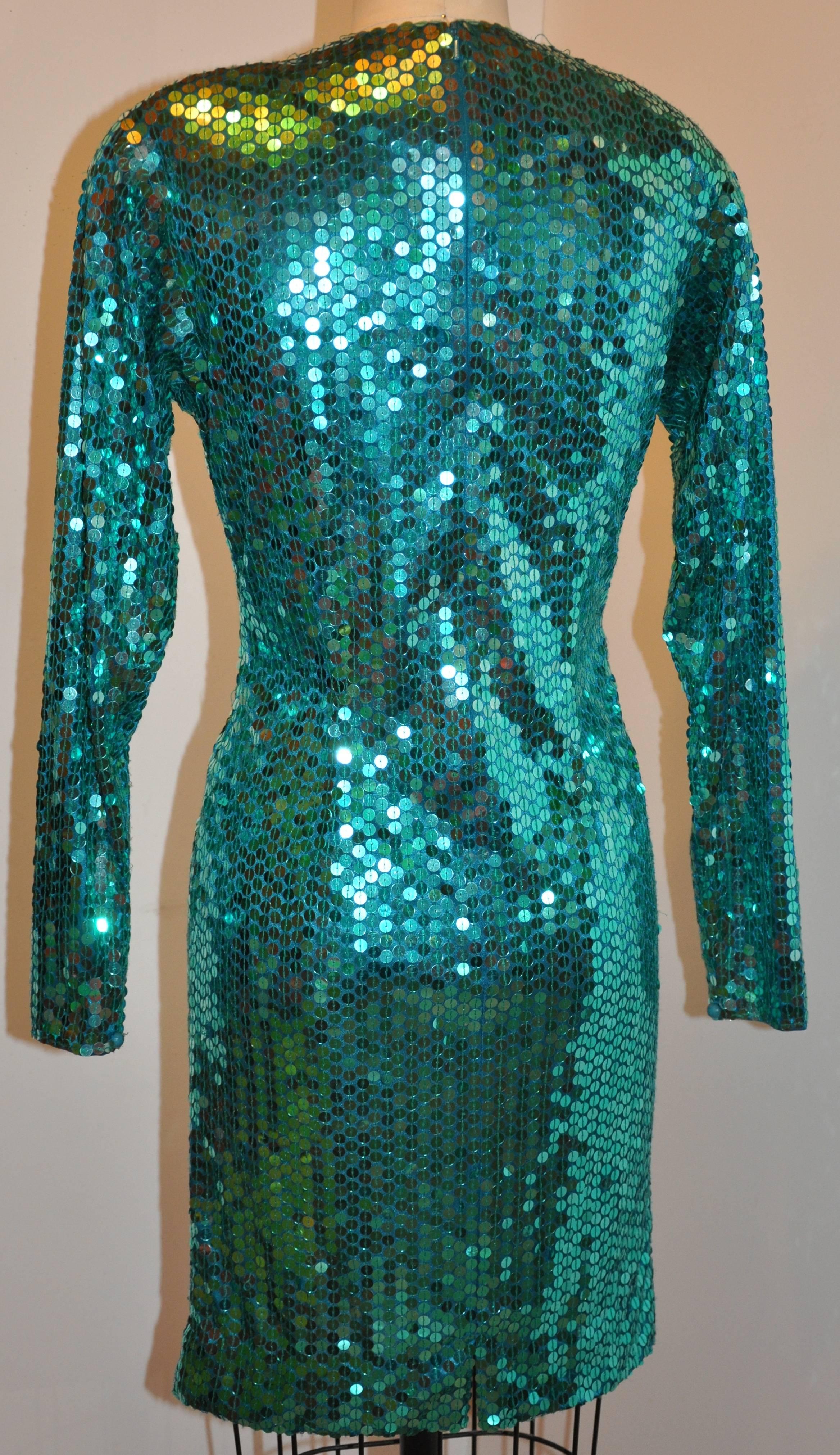 h&m green sequin wrap dress