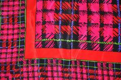 Vivid Fuchsia with Green & Plum Accent Plaid Silk Scarf