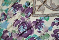 "Plum Floral & Jewels" Silk Scarf