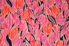 Adrienne Landau Rose Border with "Collection of Tulips" Silk Scarf