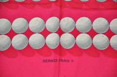 Hermes Bold Fuchsia "Golf Balls" Silk Jacquard Silk Scarf