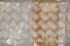 Rare Gold & White Metallic Lame Accented with Gold Lame Border Scarf
