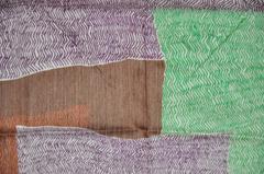 Jan C Hand-Printed Zig-Zag Multi-Color with Brown Border Scarf