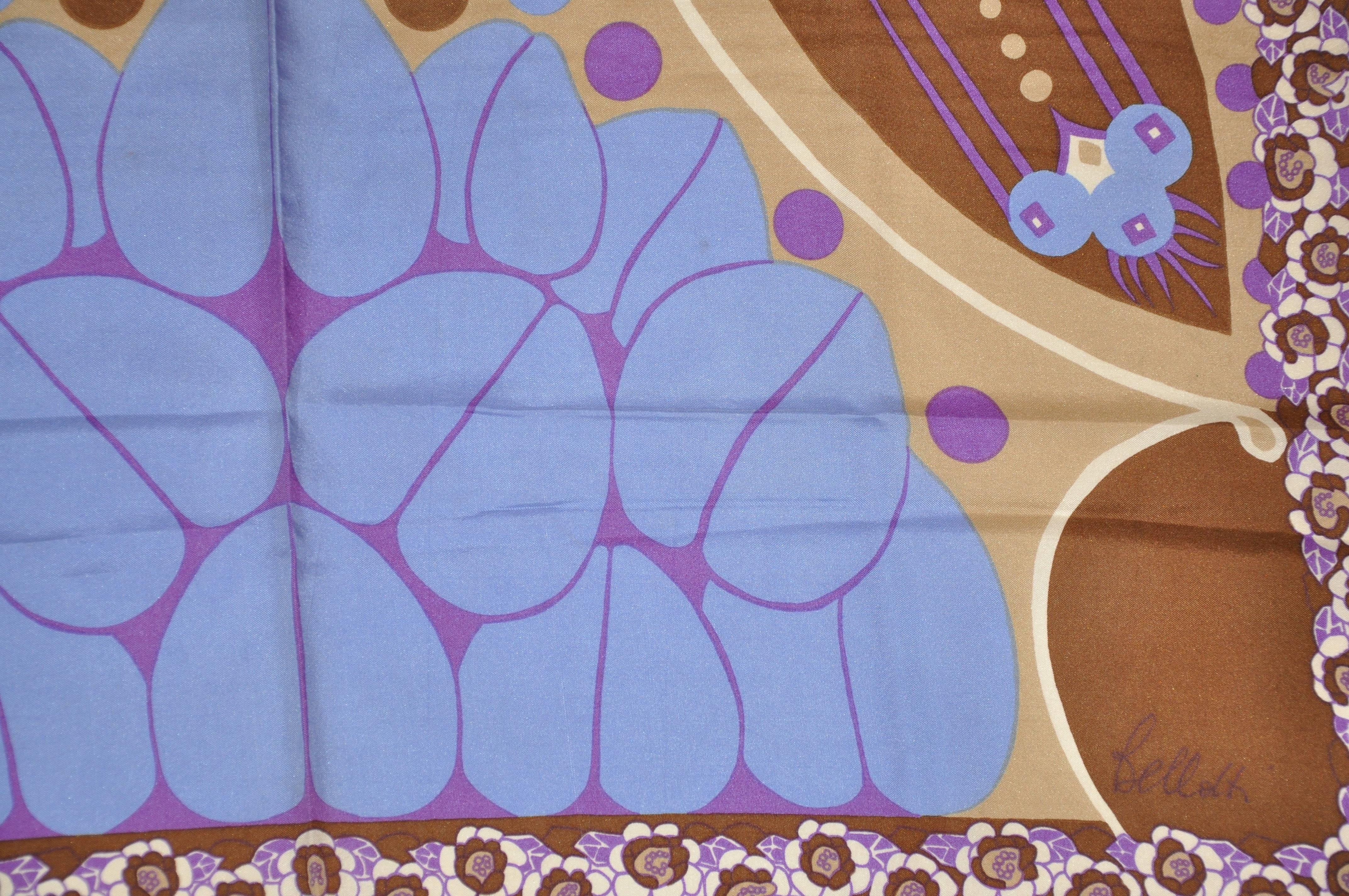 Belloth Abstract Floral Silk Scarf In Good Condition For Sale In New York, NY