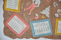 "1955" Calendar Cotton Handkerchief