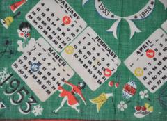 "Fazzoletto calendario in cotone "1953