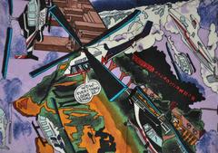 Pañuelo Nicole Miller Vivid "Transporte" de crepé de chine de seda