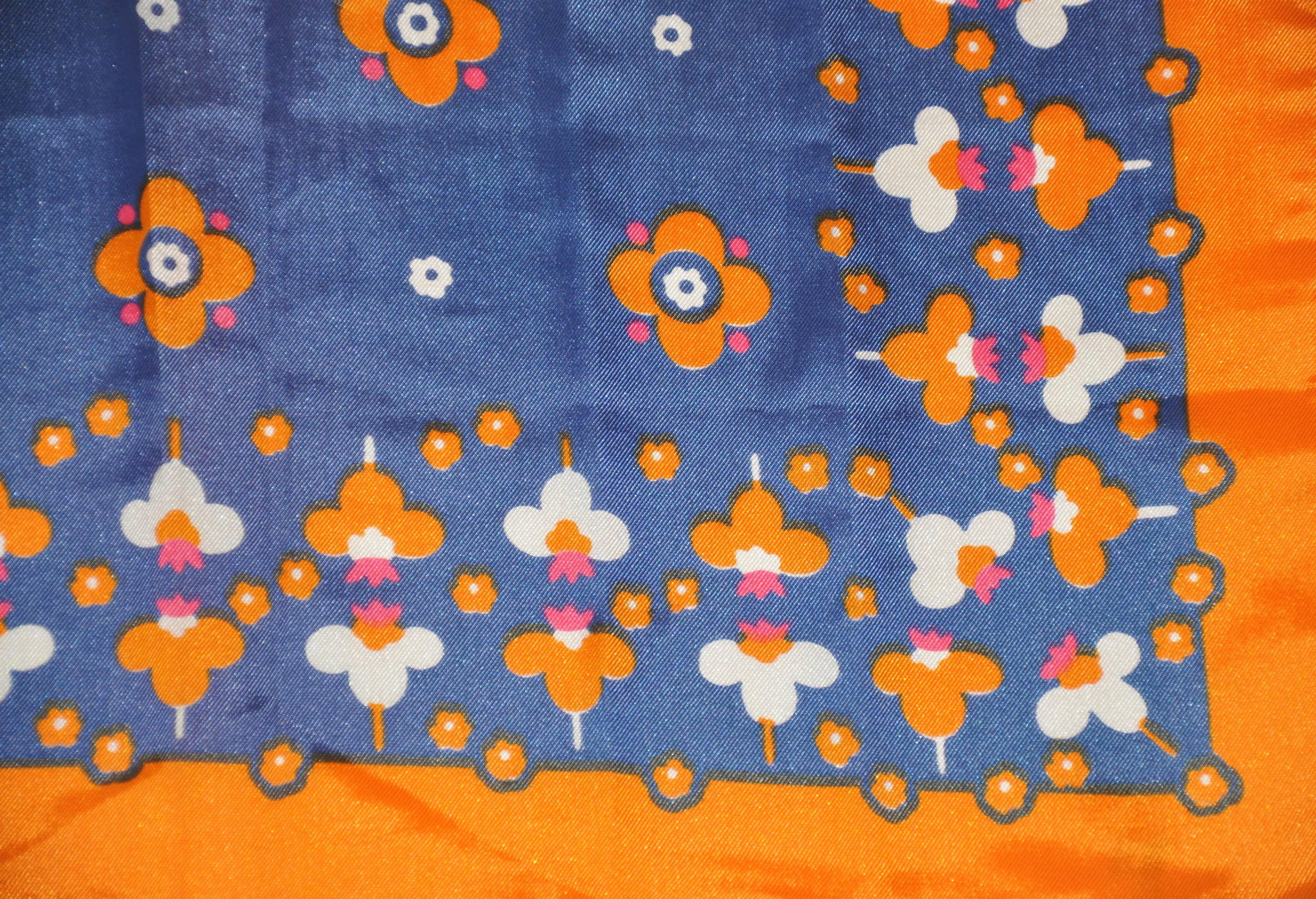 Patricia Dumont woulderful multi-color Floral silk scarf measures 20" x 20". Made in Italy.