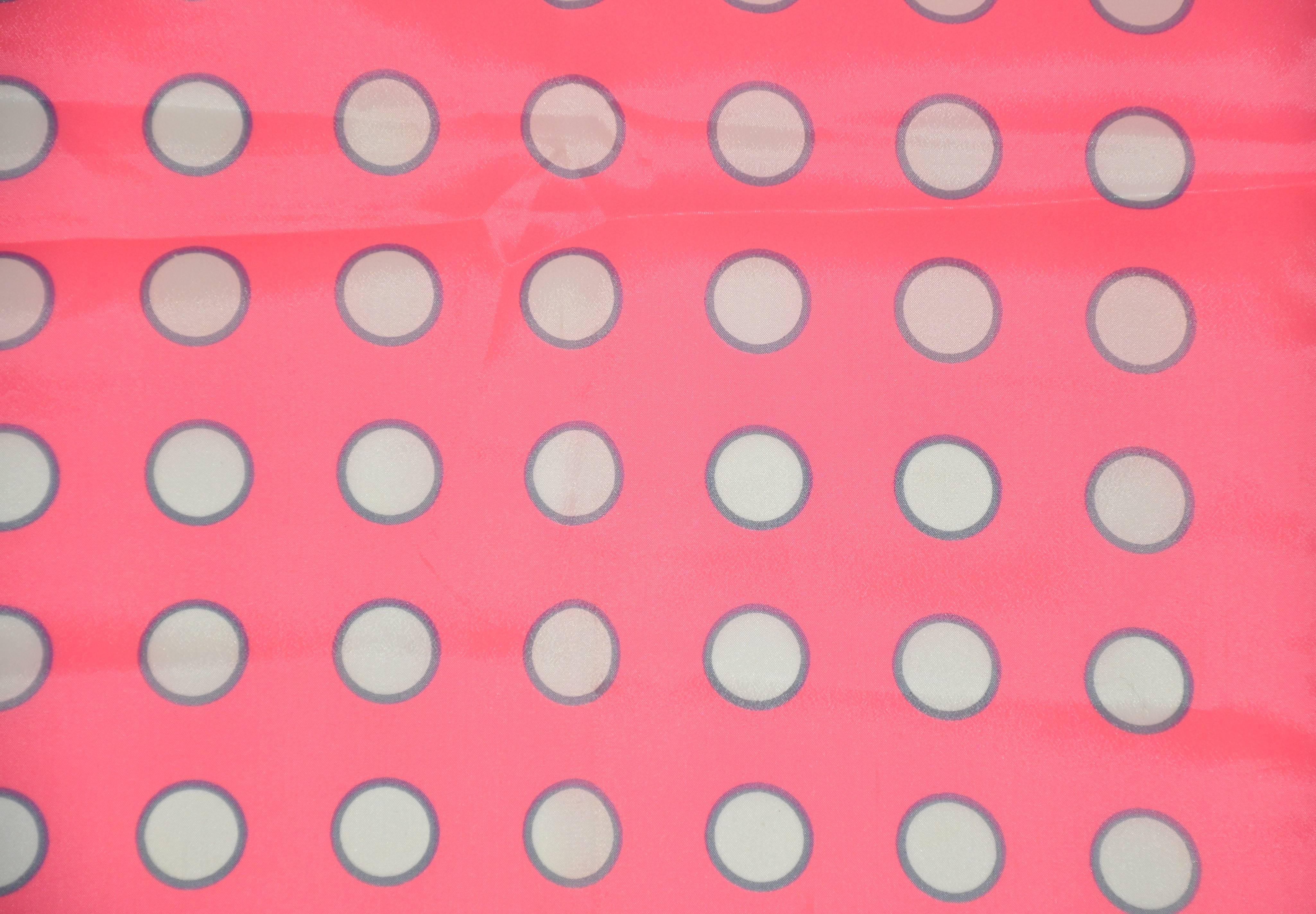 white scarf pink polka dots