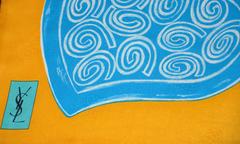 Yves Saint Laurent Bold Multi Color "Multi Hearts" Silk Jacquard Scarf