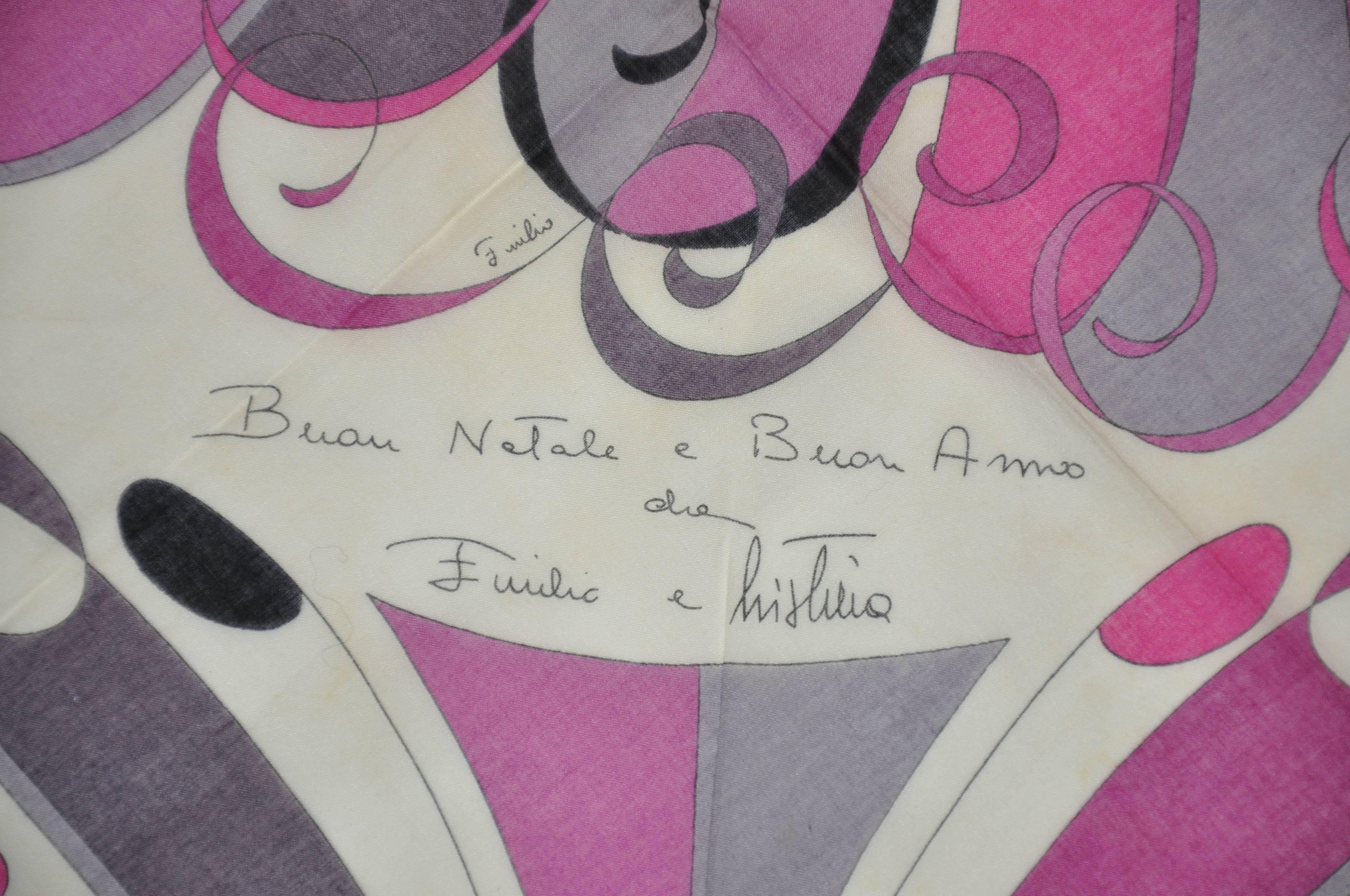 This wonderfully rare Emilio Pucci signature detailed cotton scarf measures 16 1/2