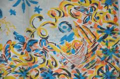 Detailed "Beach Scenes" Silk Chiffon Scarf