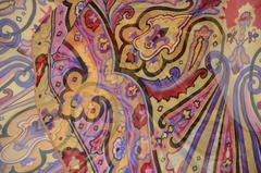 ETRO Large Bold Detailed Multi-Color Floral & Palsey Silk Chiffon Scarf