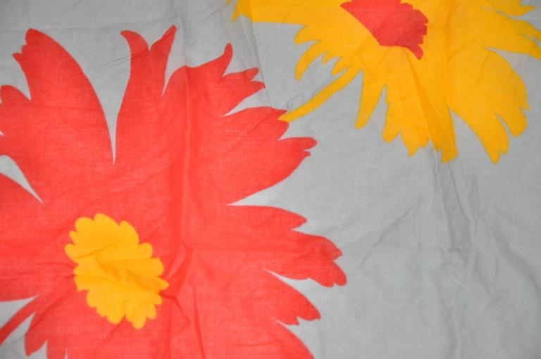 Satin Square Scarf with Yellow Floral Border