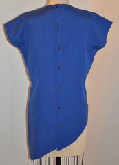 Asymmetric Blue Tunic with Gold Lame & Eyelet Embroidered Detailing