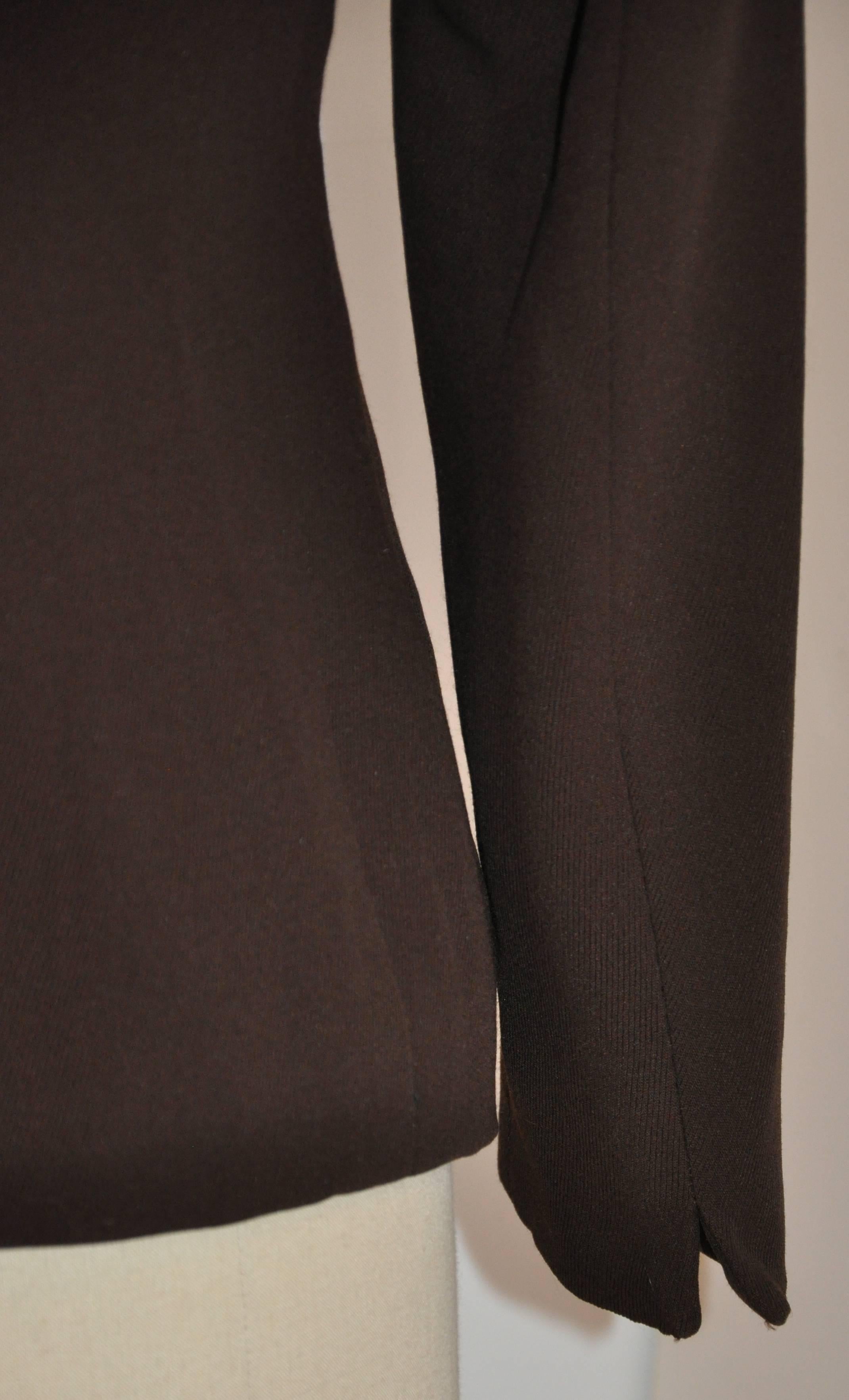 Blumarine Coco Brown - Giacca aderente con bottoni e collo di volpe in vendita 1