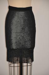 Moschino 'Couture' Black Spandex with Multi-Tiered Hand-Knotted Fringe Skirt