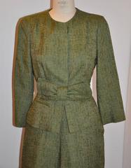 Oscar de la Renta Olive-Green Silk & Linen 3-Piece "Bow" Trouser Ensemble