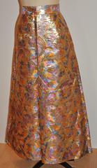 Silk Brocade with Gold Lame Floral Flare Maxi Evening Skirt