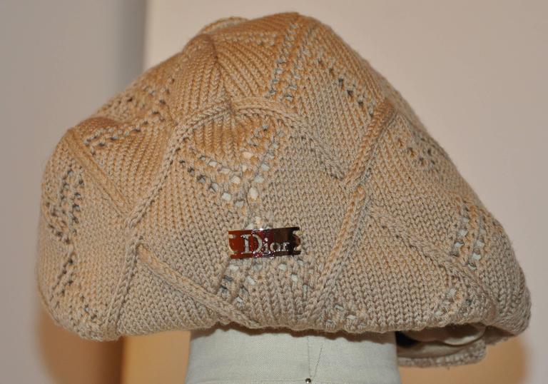 Christian Dior Beige Logo Printed Newsboy Hat 57 sz Dior Vintage Beige Diorissimo Cotton Charms Embellished  main image 4