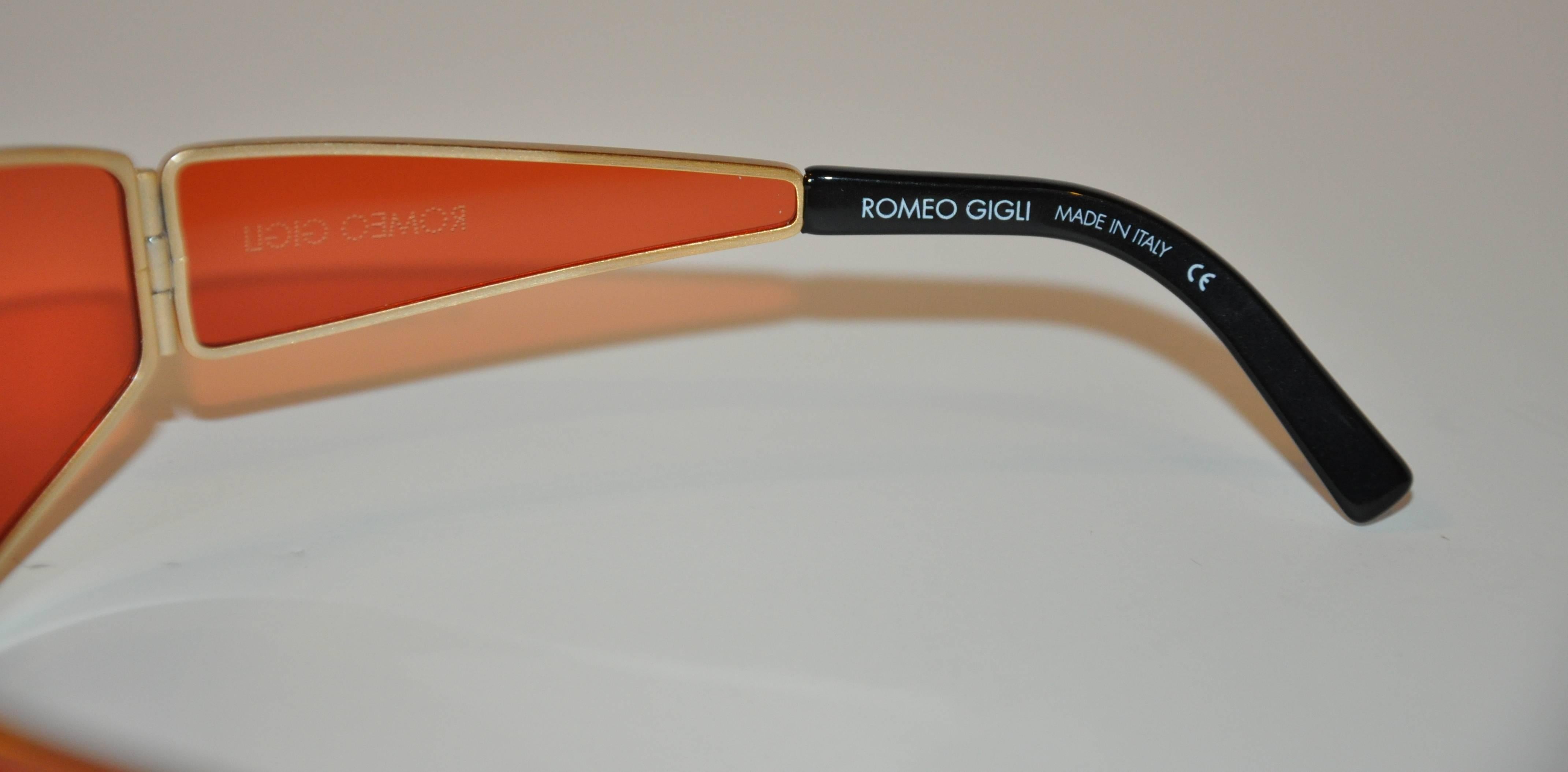 Brown Romeo Gigli Gold Hardware Wraparound Sunglasses