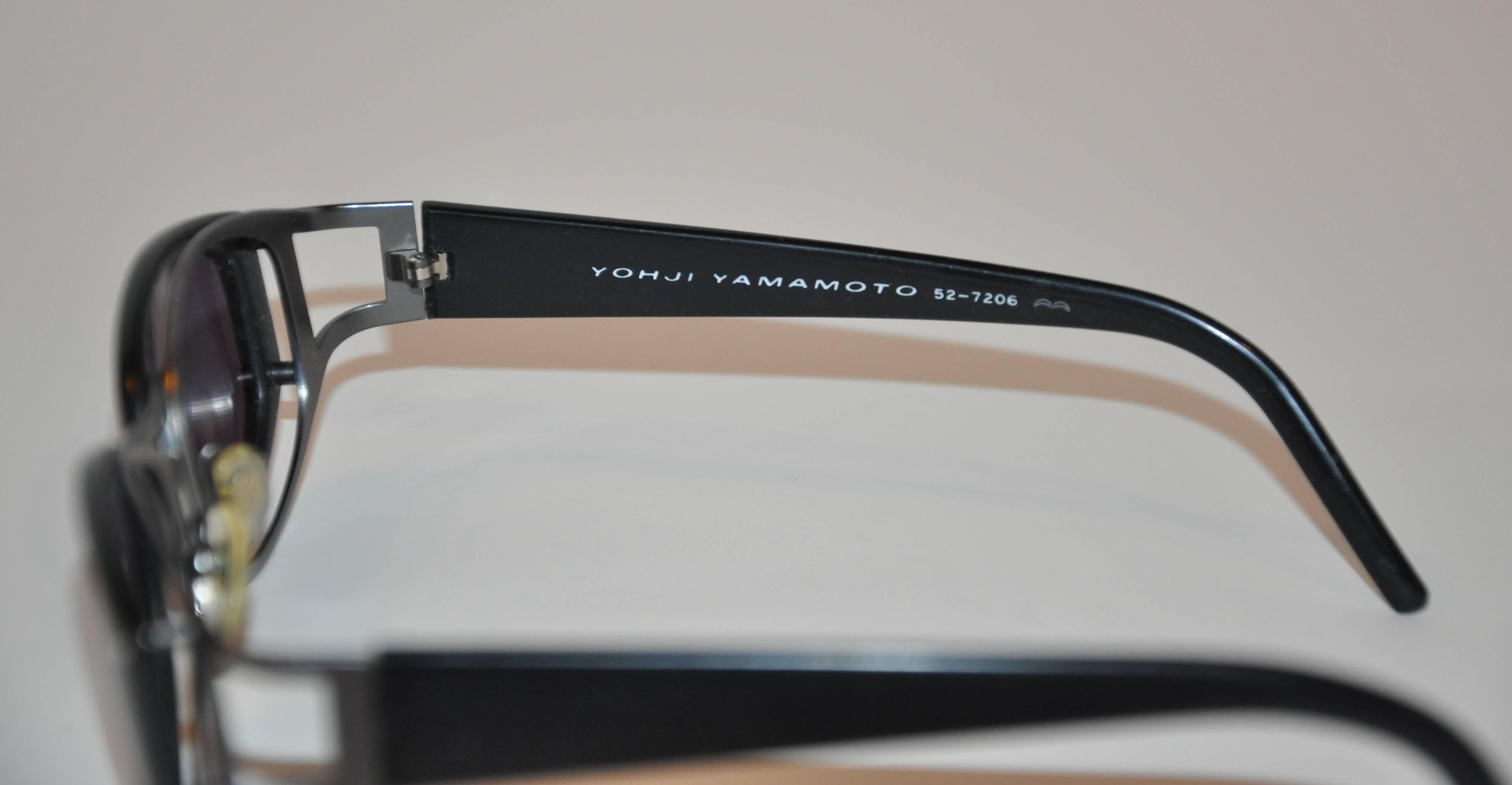 Yohji Yamamoto Matte Black Lucite Double Frame Sunglasses In Good Condition In New York, NY