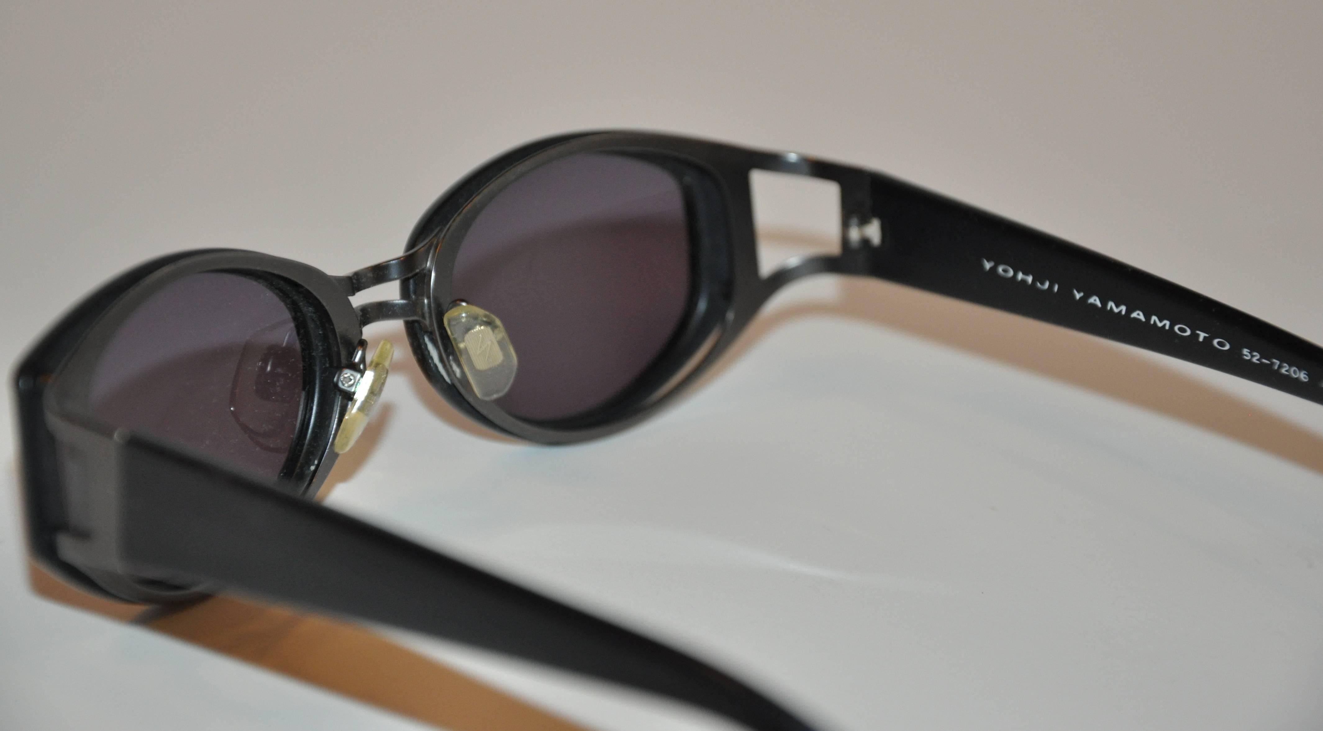 Women's or Men's Yohji Yamamoto Matte Black Lucite Double Frame Sunglasses
