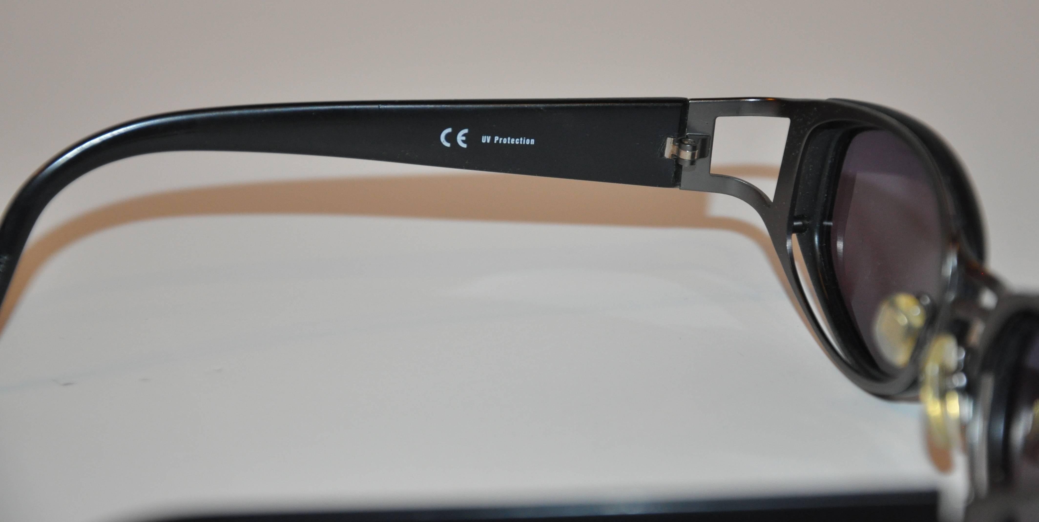 Yohji Yamamoto Matte Black Lucite Double Frame Sunglasses 1