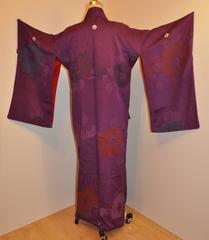 Violet on Violet Silk With Multi Shade Floral Kimono