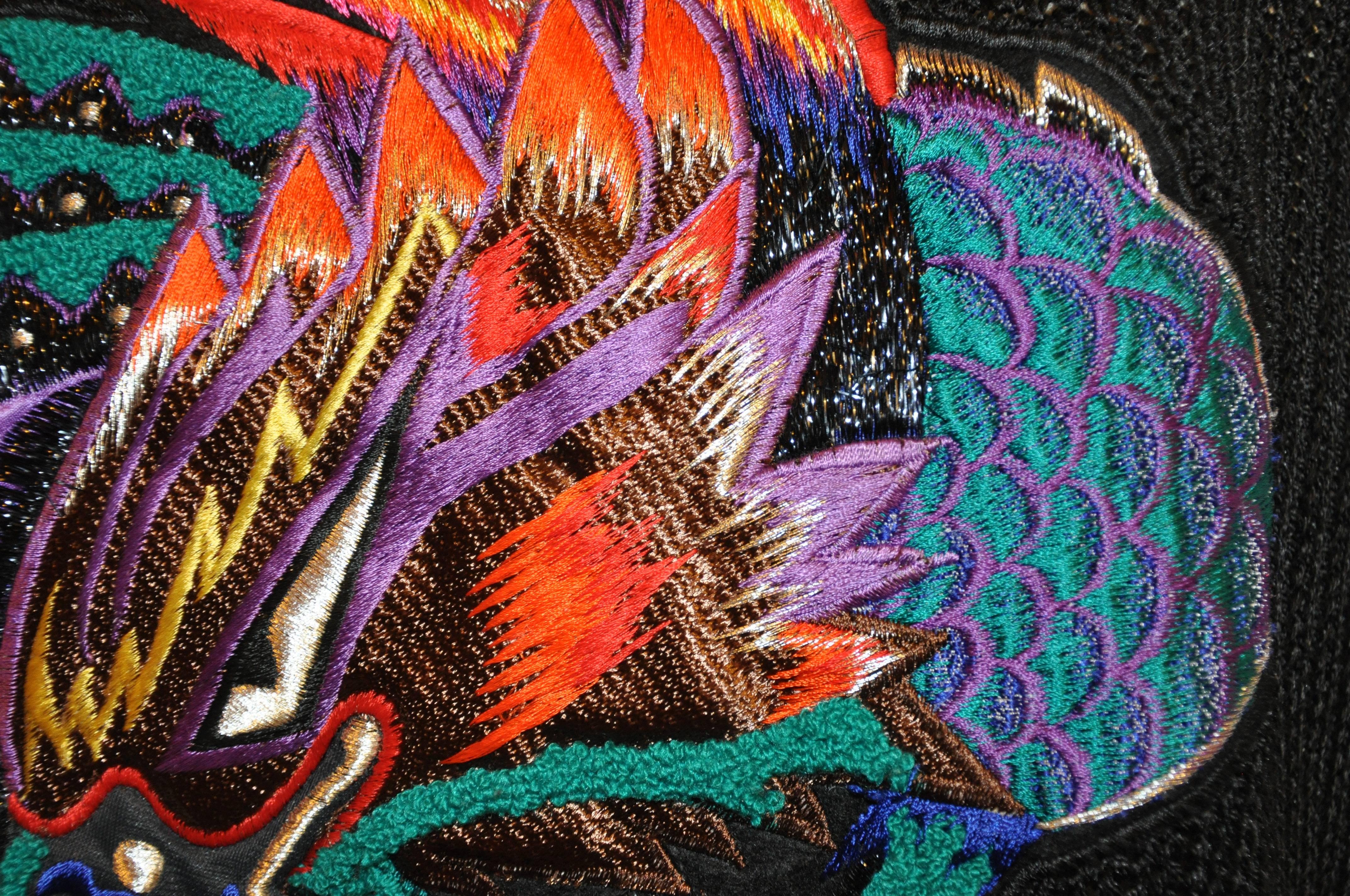 Mehrfarbiger Pullover aus gewebter Seide mit „Eagle“-Patchwork von Kansai Yamamoto für Damen oder Herren im Angebot