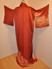 Golden Brown with "Gold Confetti" & Micro Gold Cord Silk Kimono