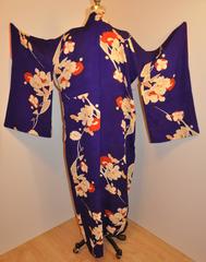Purple On Purple Floral with Multi-Color Floral Silk Kimono