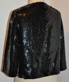 The Den (Beverly Hills) Black Silk Lined Hand-Sequined 'Open' Evening Jacket