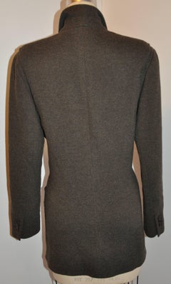 Hermes Charcoal Brown Cashmere Three-Button Patch Pocket Jacket