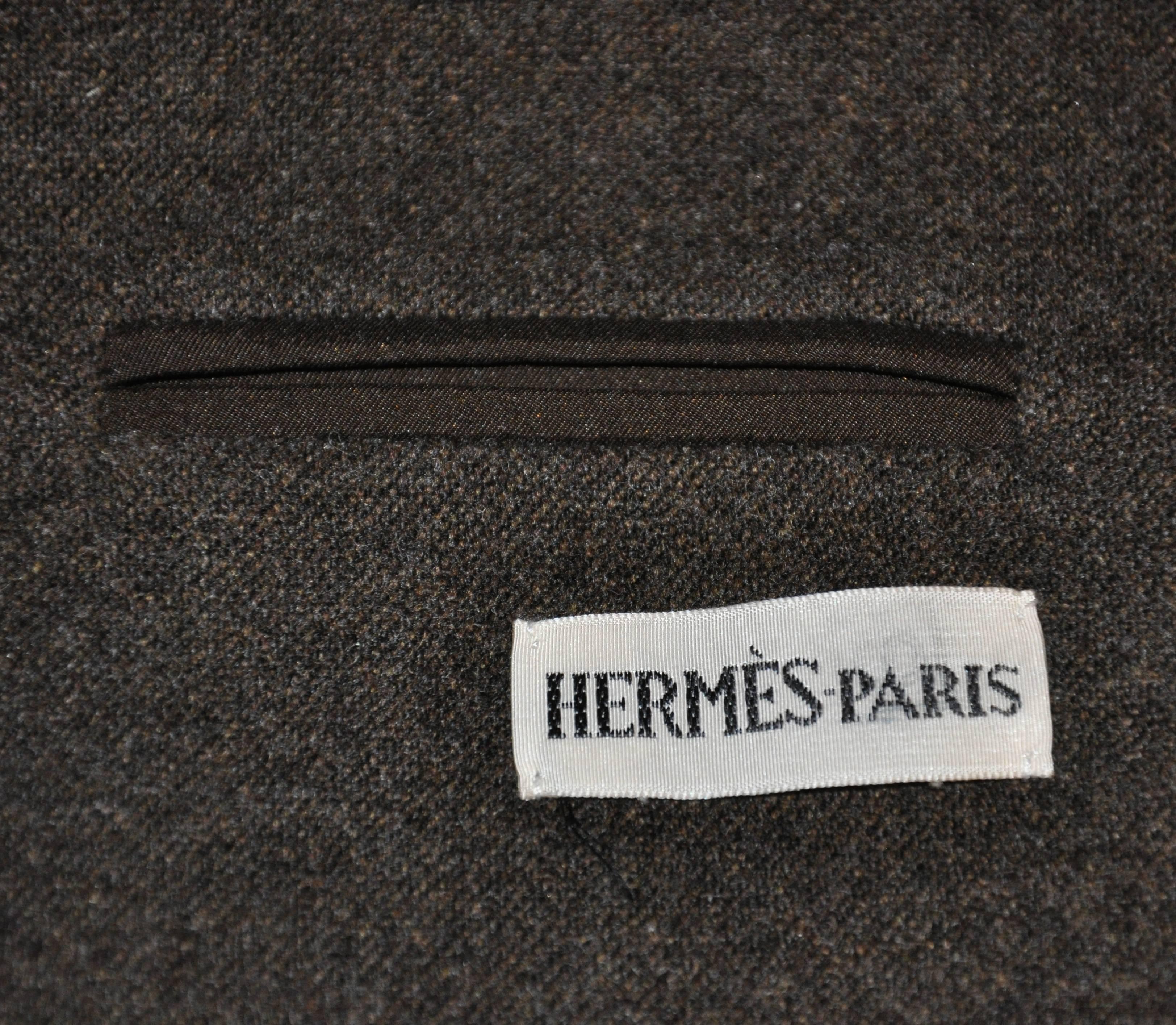 Hermes Charcoal Brown Cashmere Three-Button Patch Pocket Jacket For ...