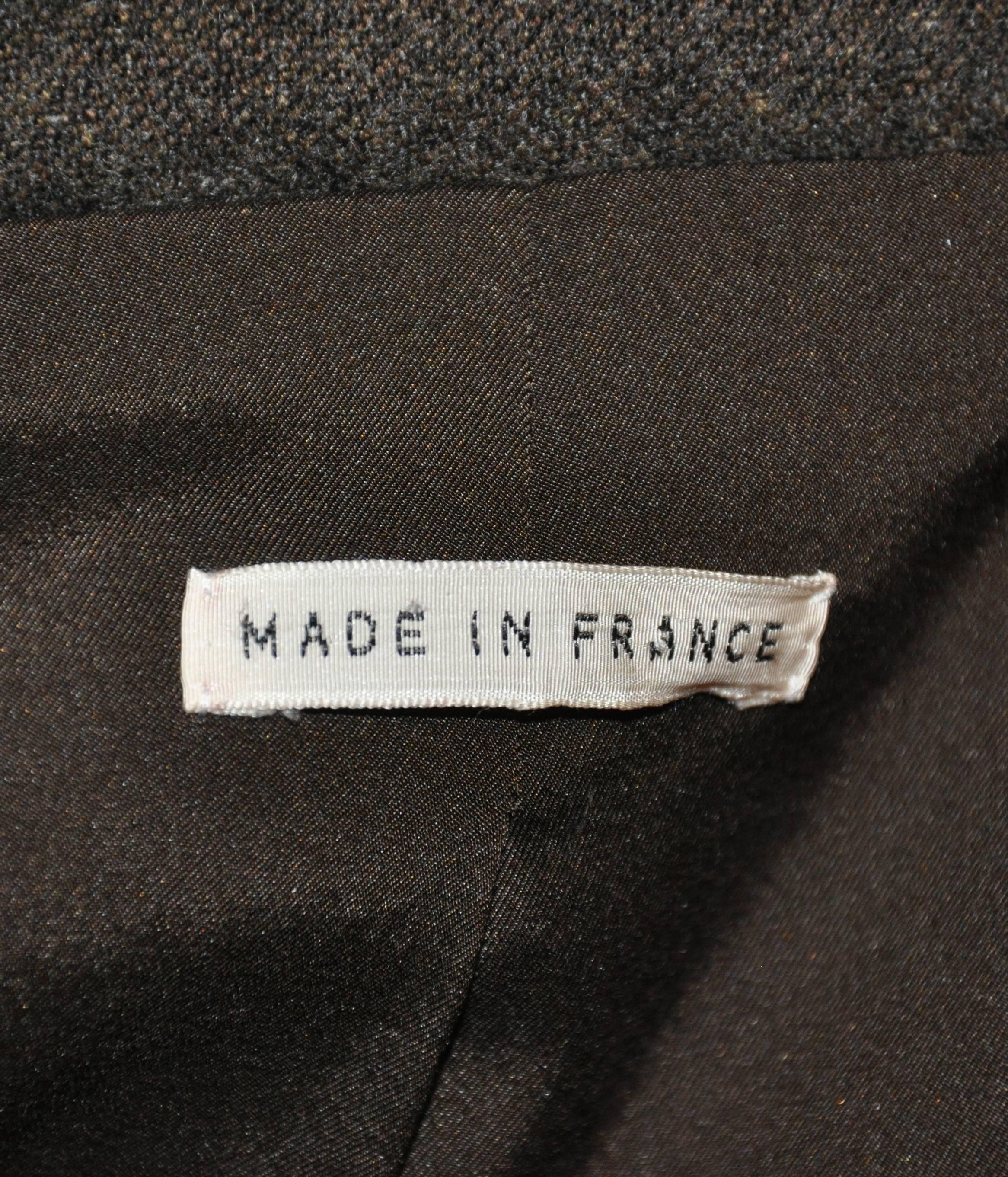 Hermes Giacca a tre bottoni con tasca applicata in cashmere marrone antracite in vendita 1