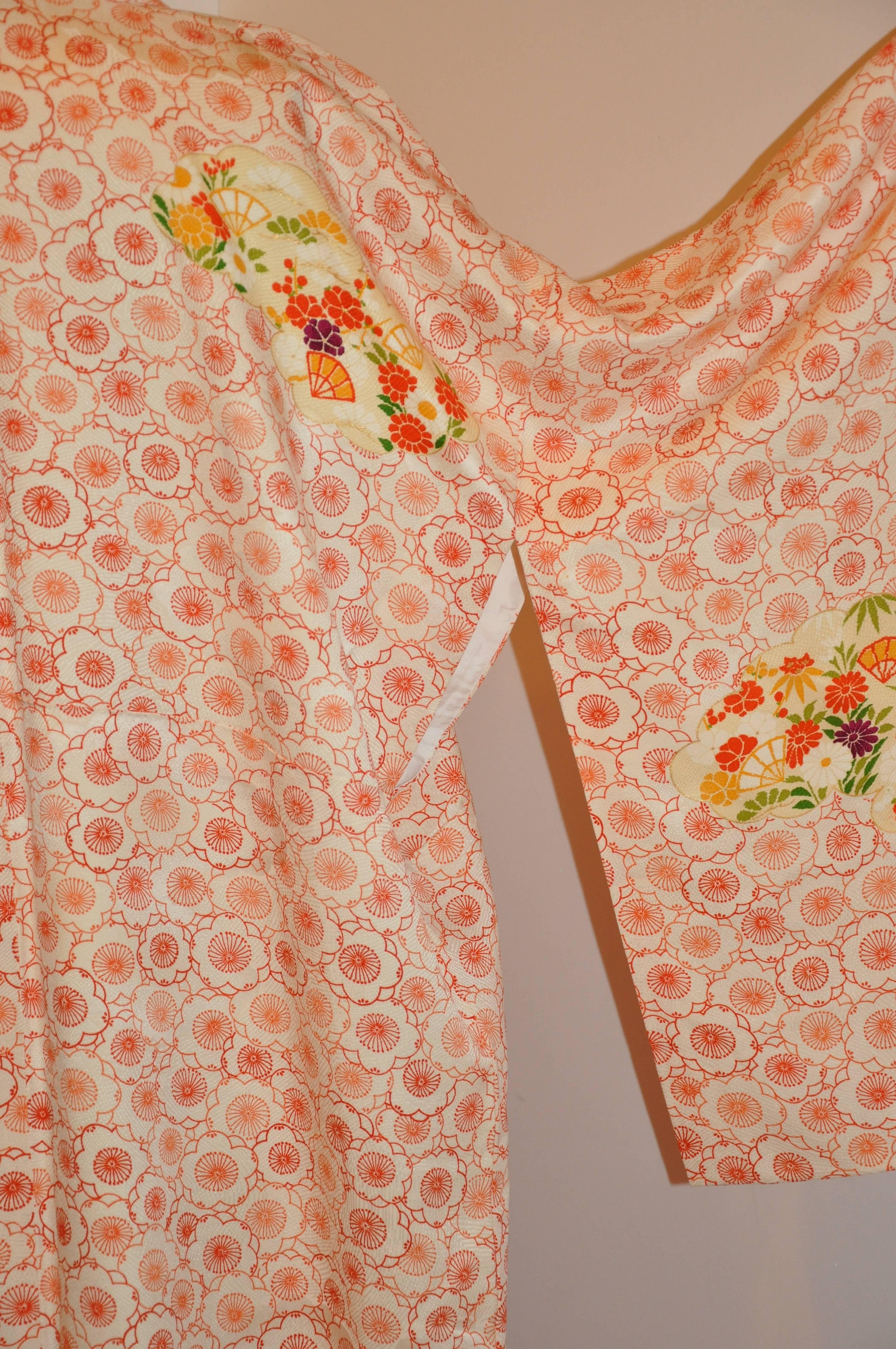 White Japanese Cream & Red Multi-Floral with 