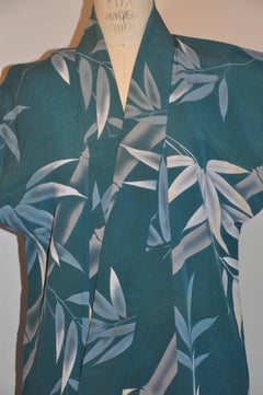 Japanese "Shades of Greens Bamboo" Silk Kimono