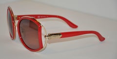 Ferragamo Gold Hardware with Thick Italian Red Lucite Sunglasses