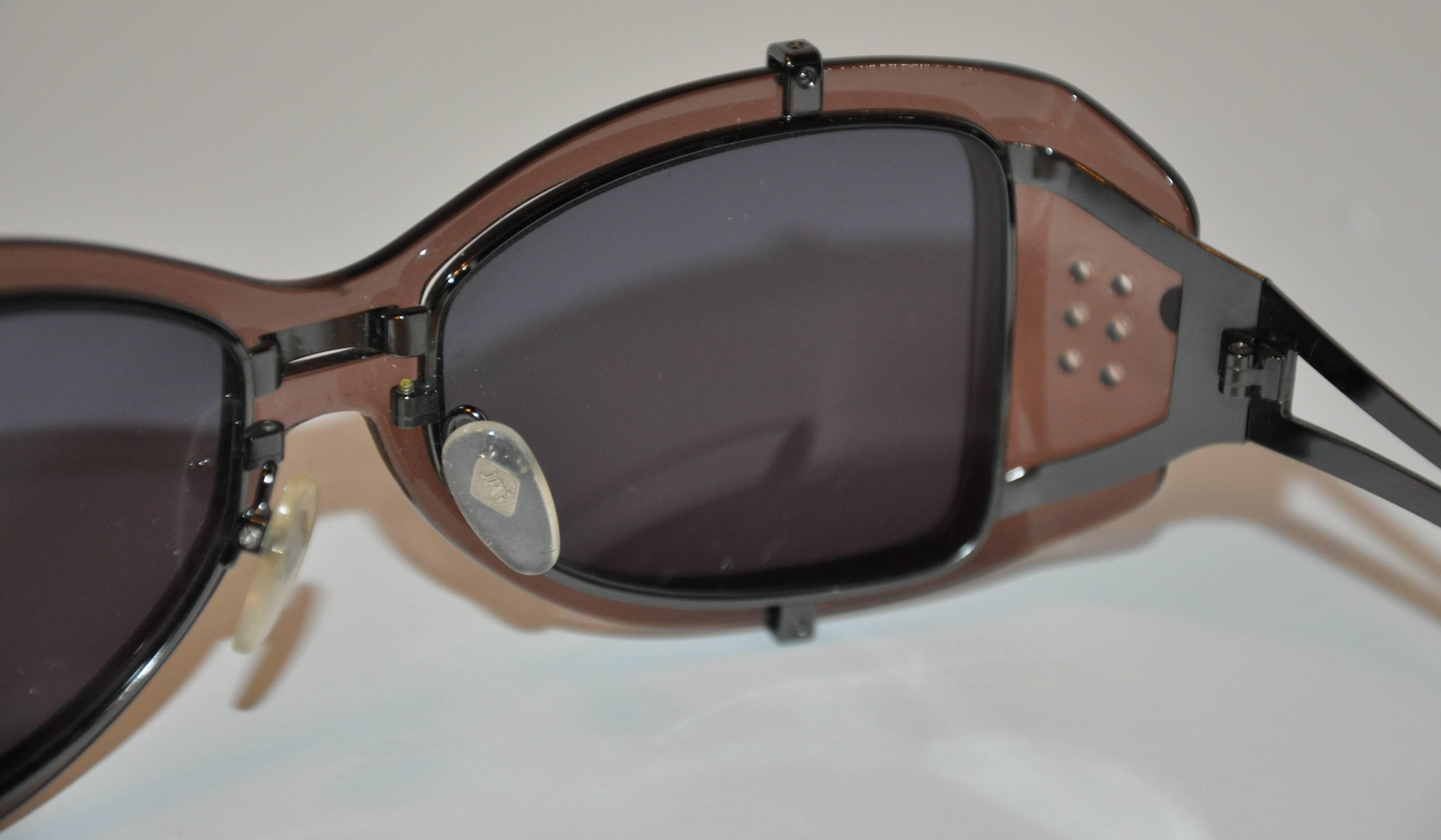 Women's or Men's Jean Paul Gaultier Smoked Hardware & Smoked Lucite Studded Sunglasses For Sale