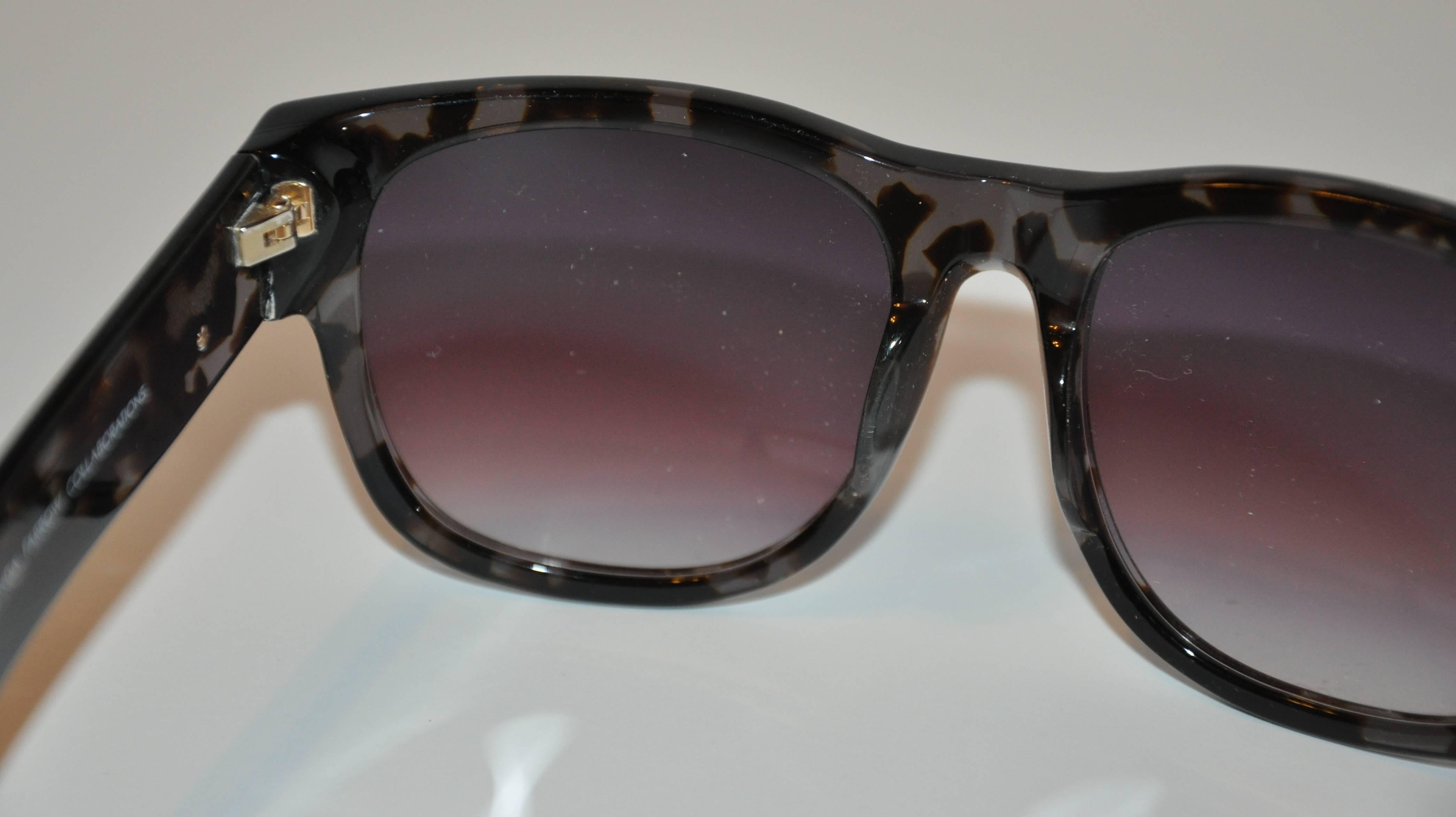 Black Matthew Williamson & Linda Farrow Clear Olive Tortoise Shell Sunglasses