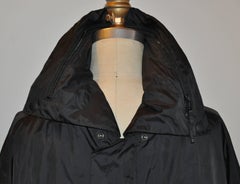 Issey Miyake Men's Black Nylon Optional High-Collar Trench with Hidden Hood