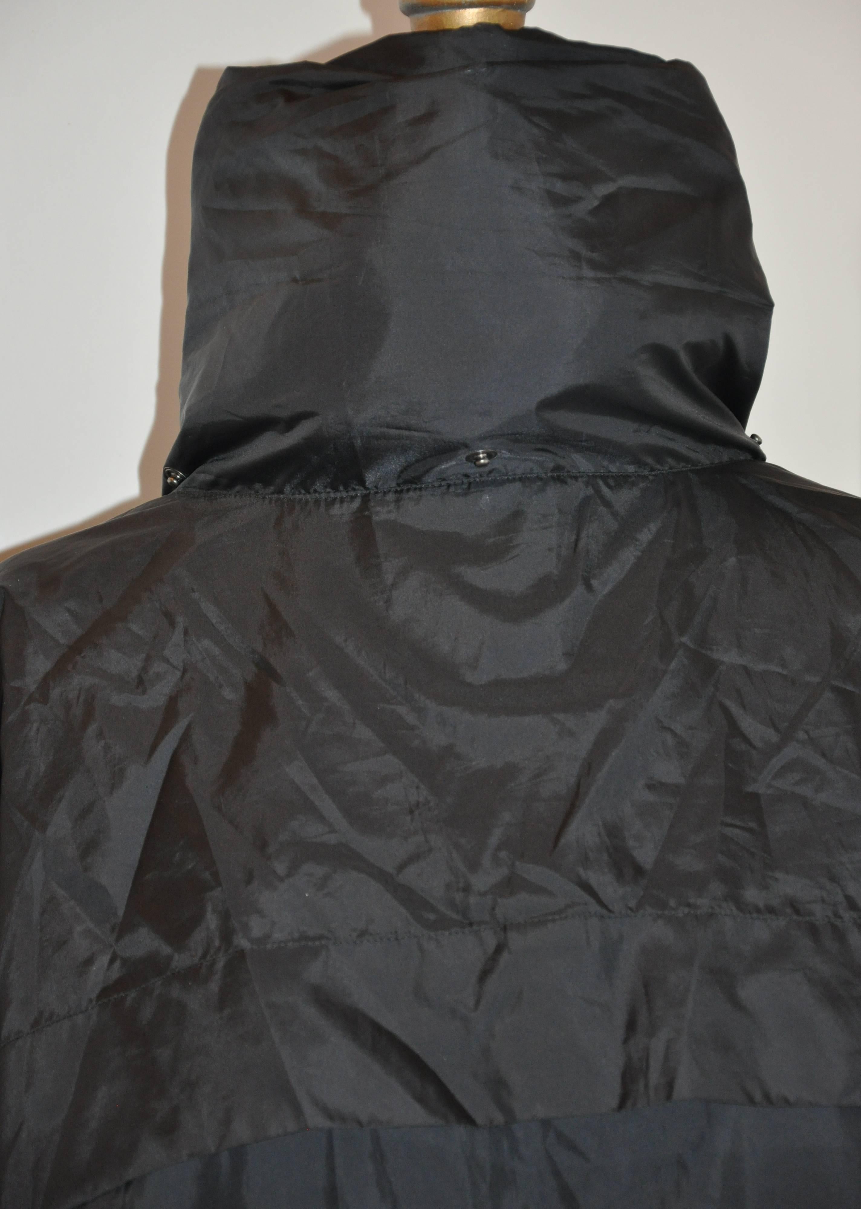 Issey Miyake Men's Black Nylon Optional High-Collar Trench with Hidden Hood In Good Condition For Sale In New York, NY